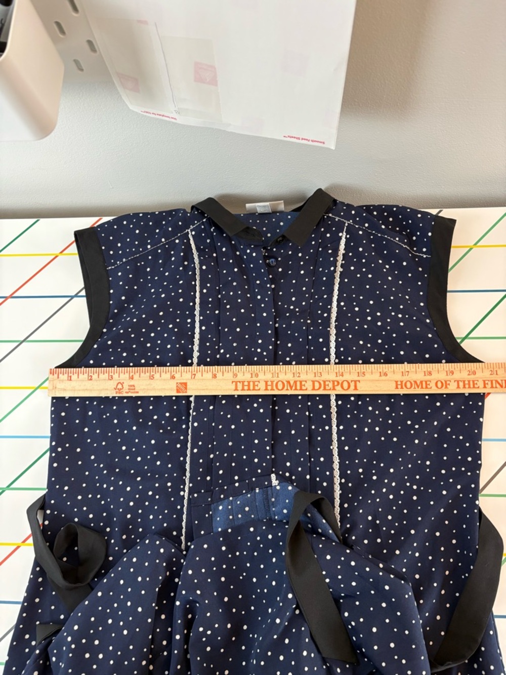 Jason Wu for Target Navy & White Polka Dot Sleeveless Shirt Dress w/ lace Size L - Picture 10 of 12
